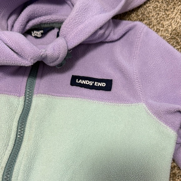 Lands' End Kids Fleece Hoodie in Lavender and Mint - Picture 3 of 8